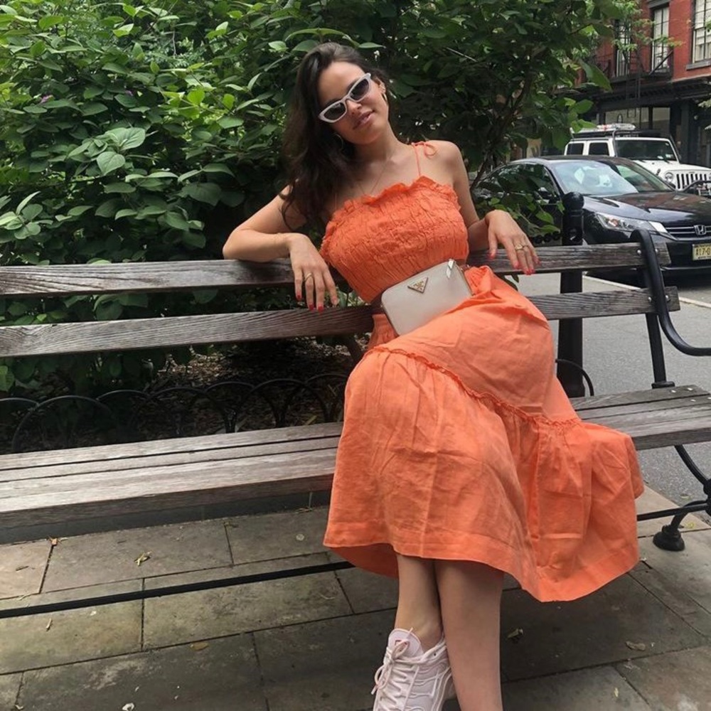 Free People Orange Linen Dress